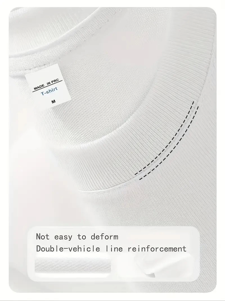 Baskılı Oversize Bisiklet Yaka T-shirt - Beyaz (159023)