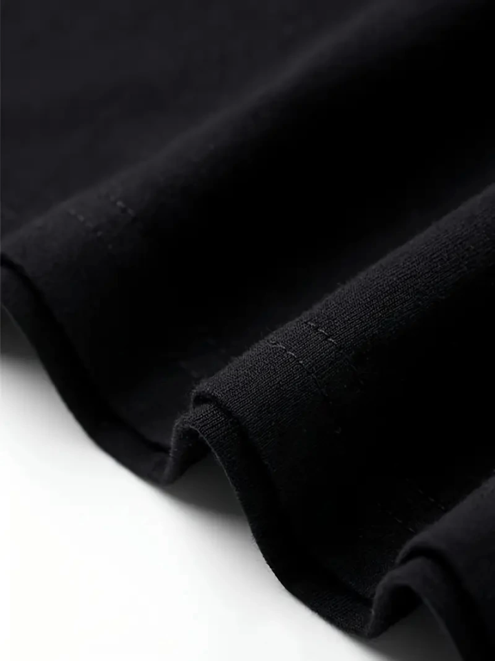 Baskılı Oversize Bisiklet Yaka T-shirt - Siyah (159025)
