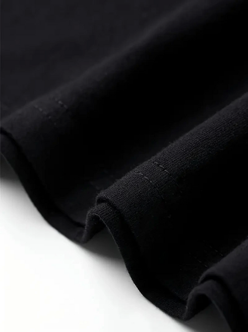 Baskılı Oversize Bisiklet Yaka T-shirt - Siyah (159025)