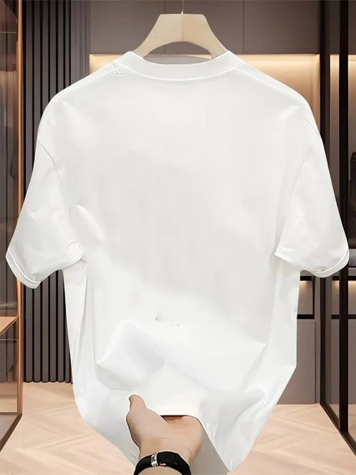 Baskılı Oversize Bisiklet Yaka T-shirt - Beyaz (159026)