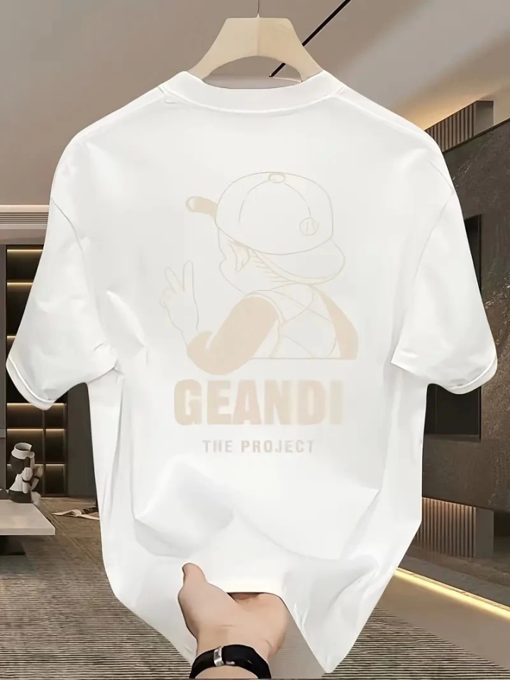 Geniş Kesim Pamuklu Tişört - GANDHI The Project Baskılı, Beyaz, Rahat Kesim, Kısa Kollu, Günlük Kıyafet, Her Gün Giyilebilecek Tişört- Beyaz (159029)