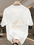 Geniş Kesim Pamuklu Tişört - GANDHI The Project Baskılı, Beyaz, Rahat Kesim, Kısa Kollu, Günlük Kıyafet, Her Gün Giyilebilecek Tişört- Beyaz (159029)