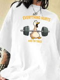 Baskılı Oversize Bisiklet Yaka T-shirt - Beyaz (159031)