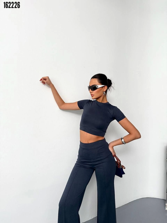 Osy modal crop pantolon takım füme - detay