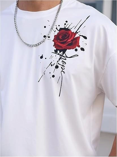 Erkek Bisiklet Yaka Kısa Kol Baskılı T-shirt - Beyaz (166763)