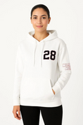 Üç İplik Kapüşonlu Ön Ve Arka Baskılı SweatShirt Hoodie - Beyaz (172559)