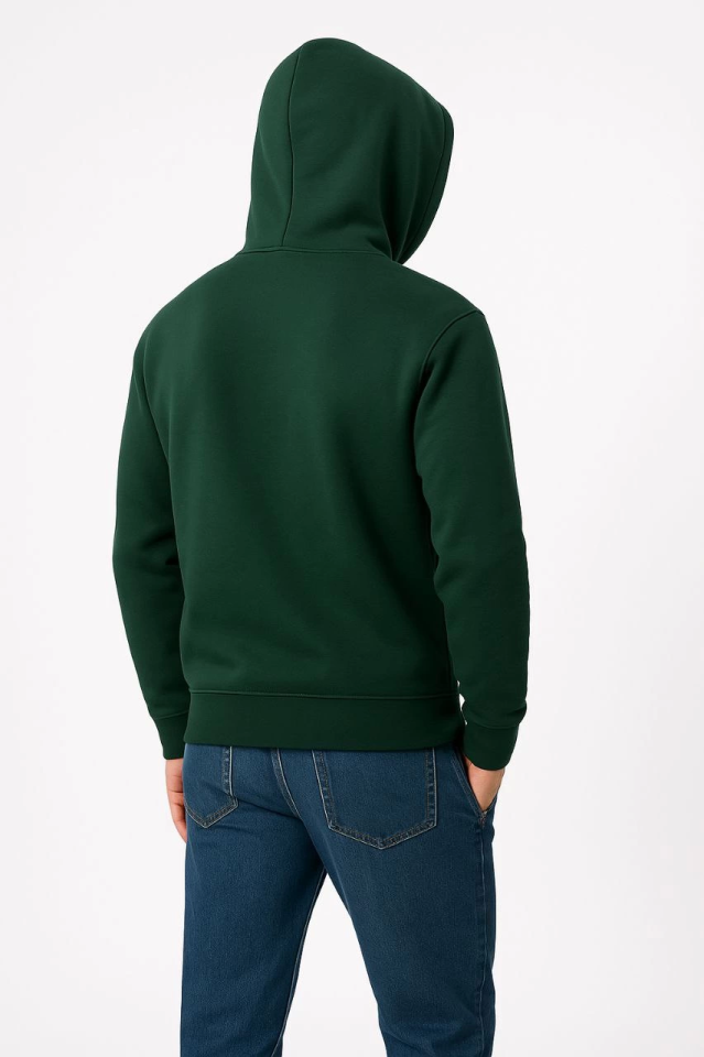 Erkek Üç İplik Kapüşonlu Kanguru Cepli SweatShirt Hoodie - Haki (172691)
