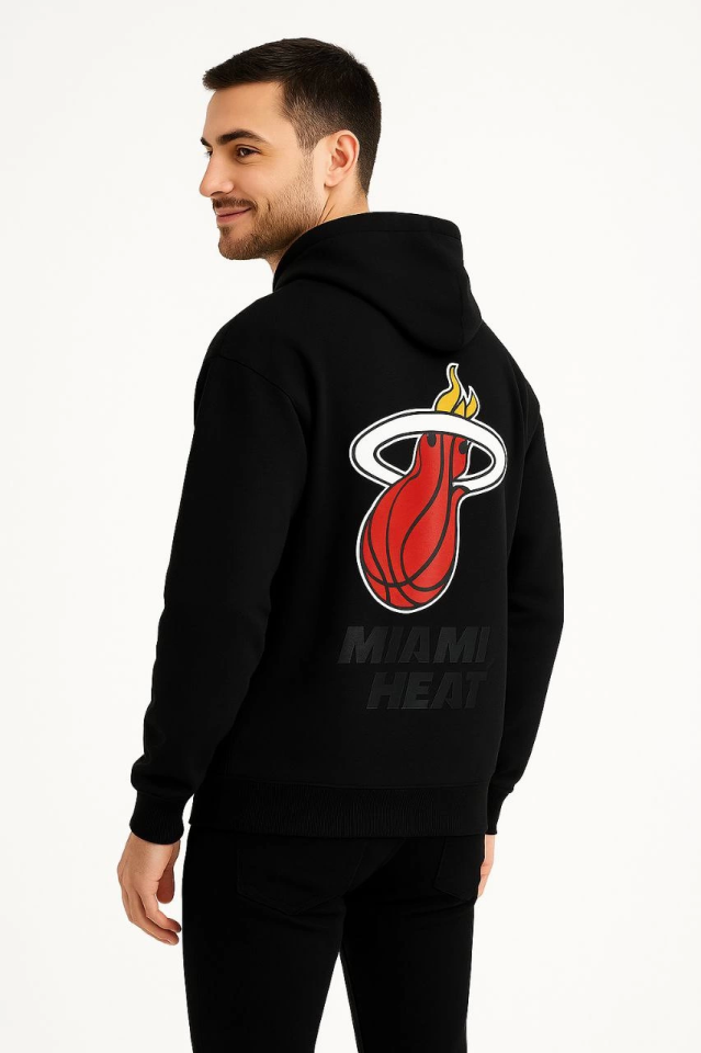 Üç İplik Kapüşonlu Ön Ve Arka Baskılı SweatShirt Hoodie - Siyah (172692)