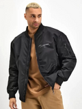 Unisex Uzun Kol Baskılı Bomber Ceket - Siyah (173576)