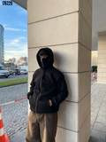 Samuray Ninja Çift Kapşonlu ZIP Fermuarlı Kanguru Çepli Tam Fermuarlı Hoodie Swetshirt Siyah