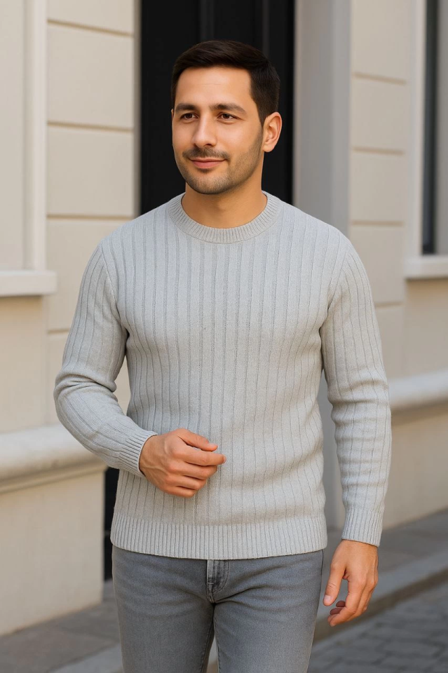 Erkek Fitilli Triko Kazak 3’lü Set – Beyaz, Gri, SiyahKalın Dokuma Pamuklu Regular Fit Bisiklet Yaka Uzun Kollu Kışlık Ve Baharlık Rahat Triko Kombini (176292)