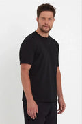 Erkek 24/1 Düz A Kalite Oversize T-shirt - Siyah (180279)