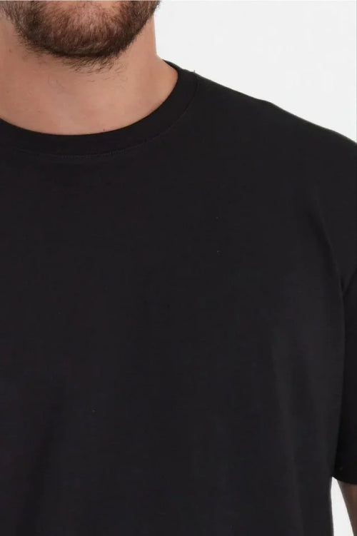 Erkek 24/1 Düz A Kalite Oversize T-shirt - Siyah (180279)