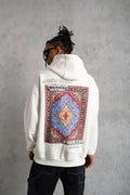 Erkek Kilim Desen Kapüşonlu Sweat- Beyaz (180305)