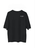 Unisex Bisiklet Yaka Baskılı Oversize T-Shirt - Siyah (180605)