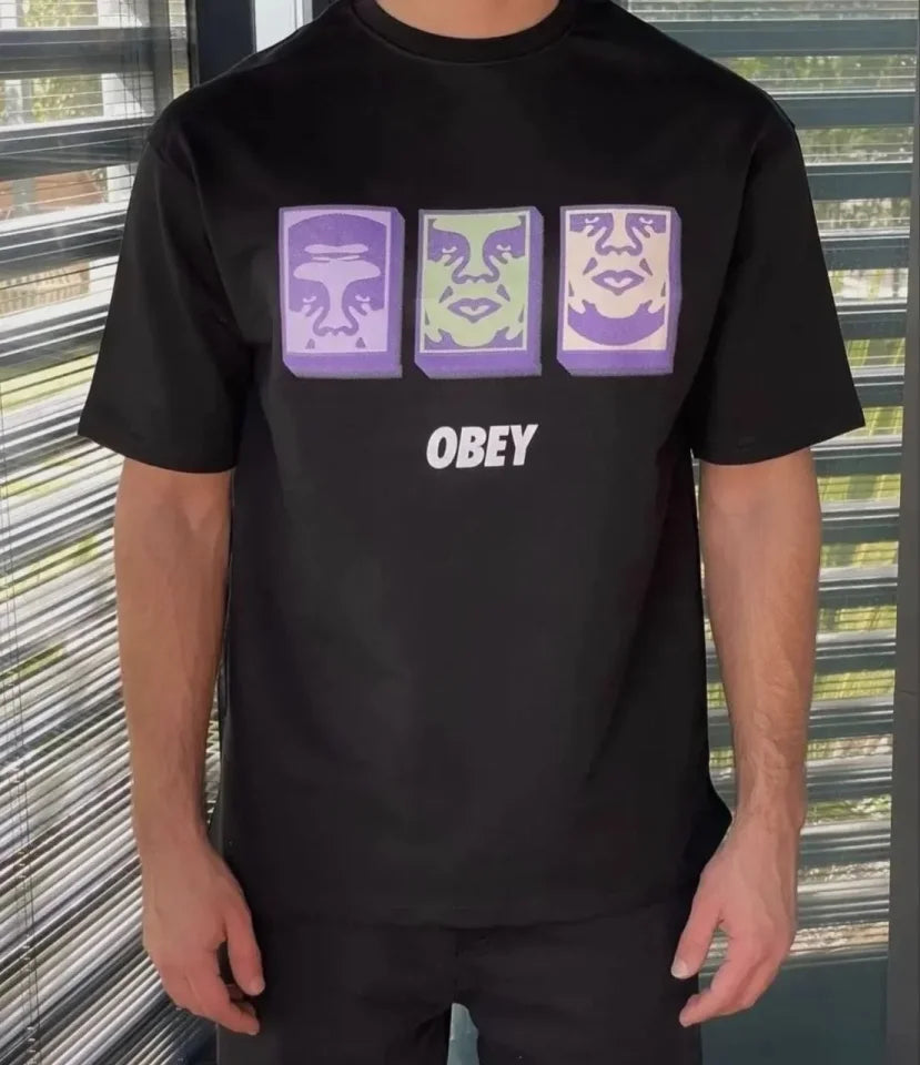 Unisex Bisiklet Yaka Baskılı Oversize T-Shirt - Siyah (180618)