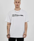 Unisex Bisiklet Yaka Baskılı Oversize T-Shirt - Beyaz (180630)
