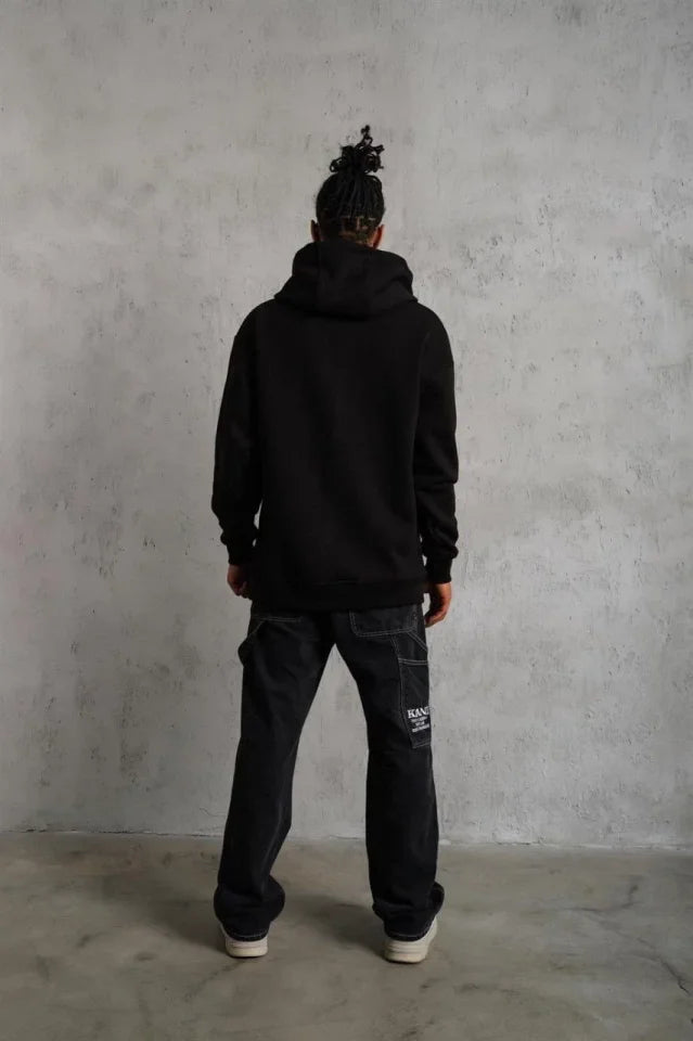 3 İplik Kapşonlu Sweatshirt Hoodie - Siyah (180659)