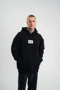 Unisex Kapşonlu Uzun Kol Patchli Nakışlı SweatShirt - Siyah (180760)