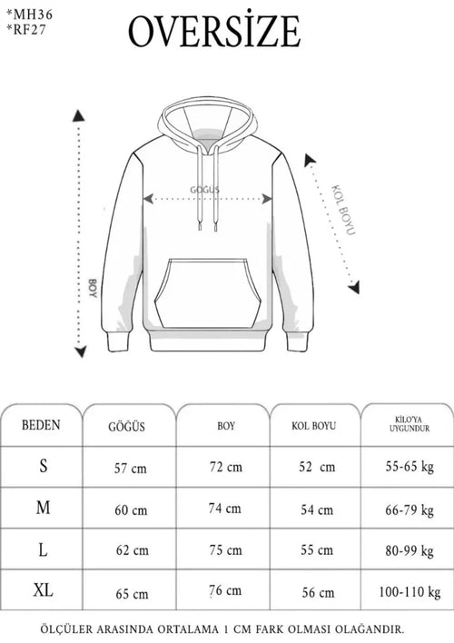Double Oversize Kapşonlu Nakışlı SweatShirt - Siyah (180762)