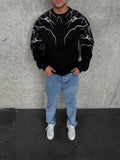 Yıldırım Baskılı Bisiklet Yaka SweatShirt - Siyah (180836)