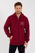 Unisex Tam Fermuarlı Kapşonlu Özel Tasarım SweatShirt - Bordo (180840)