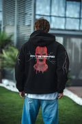 Üç İplik Kapüşonlu Baskılı Oversize SweatShirt- Siyah (181294)