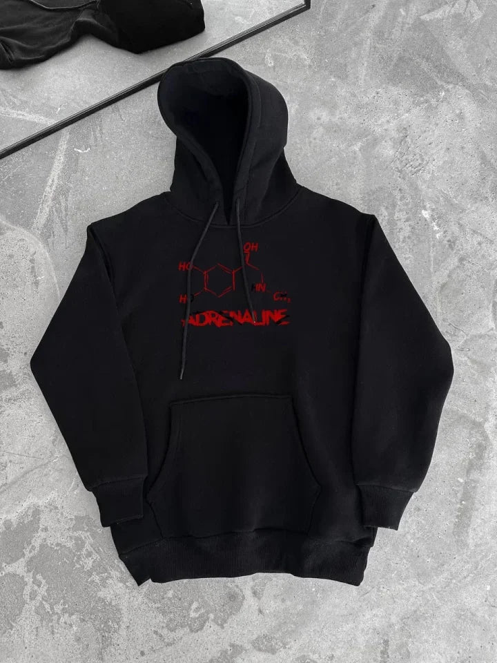 Kışlık Uzun Kol Kapüşonlu SweatShirt - Siyah (181300)