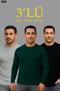 Erkek Fitilli Triko Kazak 3lü Set