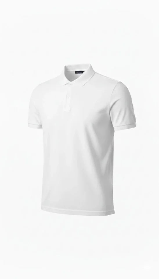 Erkek Pike Kumaş Düğmeli Yaka Regular Fit Günlük Kısa Kol Tişört T-shirt - Beyaz (181976)