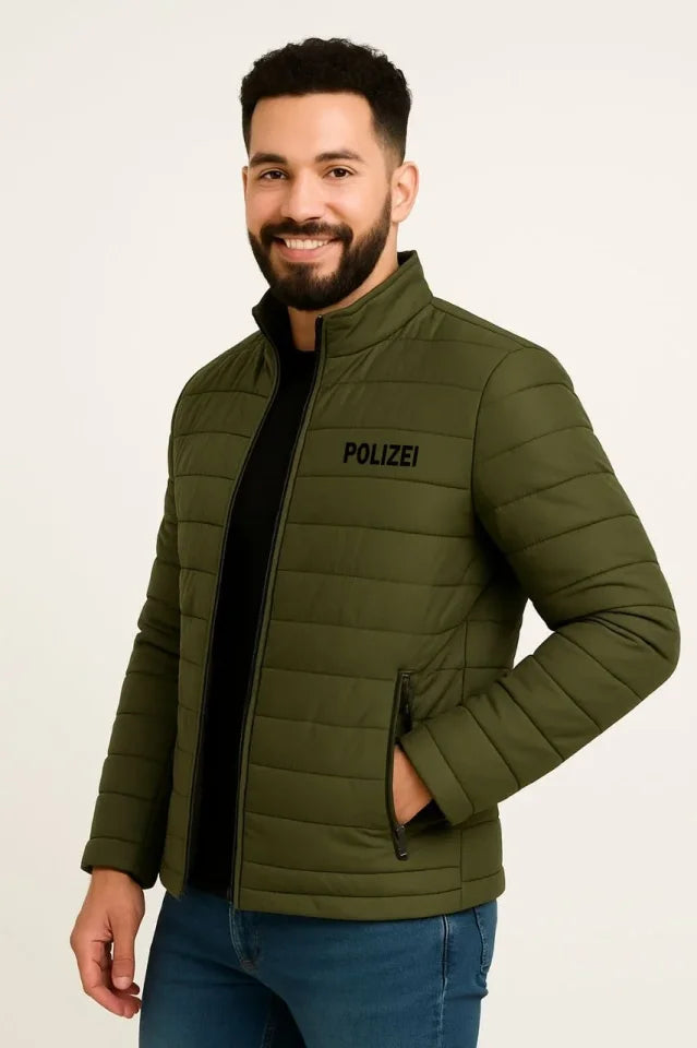 Erkek Mikro Su İtici Kapitone Baskılı Astarlı Fermuarlı Bomber Mont - Haki (182534)