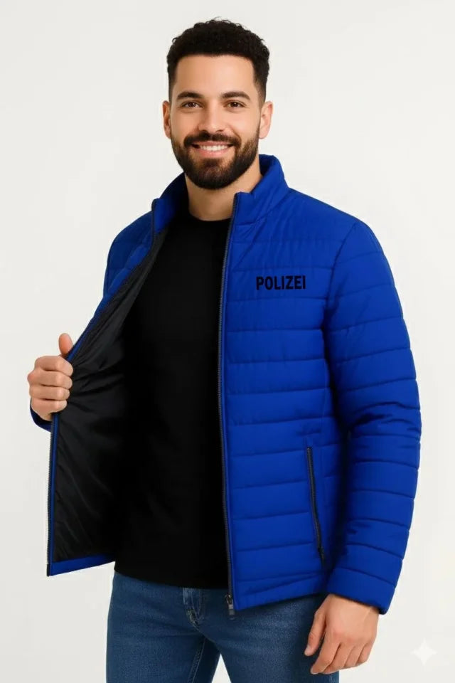 Erkek Mikro Su İtici Kapitone Baskılı Astarlı Fermuarlı Bomber Mont - Saks Mavisi (182536)