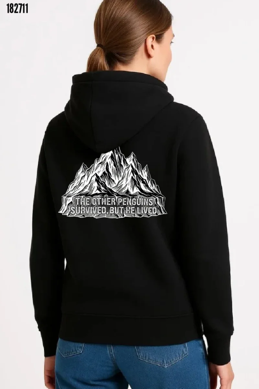 Nihilist Penguen Temalı Oversize Kapüşonlu Sweatshirt Siyah (182711)