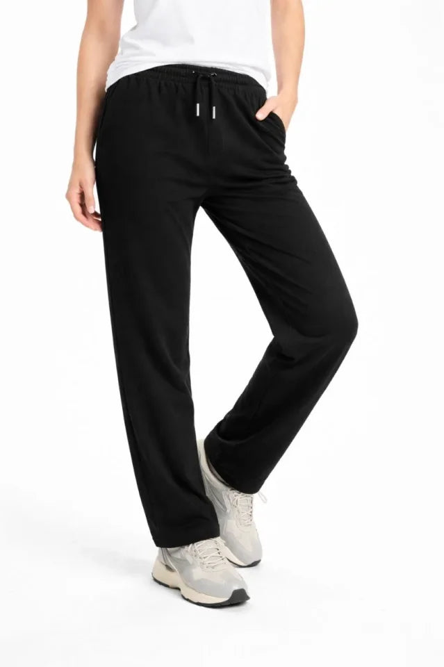 Düz Paça Beli Lastikli İpli Günlük Spor Eşofman Altı Rahat Fit - Siyah (183620)