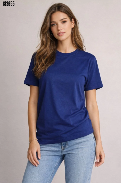 Osy Modal yumuşak dokulu Kumaş Bisiklet Yaka Tshirt Lacivert