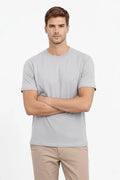 Erkek Bisiklet Yaka Tişört Regular Kalıp Basic Pamuklu Günlük Kullanım T-shirt - Gri (184264)