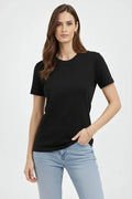 Bisiklet Yaka Tişört Regular Kalıp Basic Pamuklu Günlük Kullanım T-shirt - Siyah (184267)