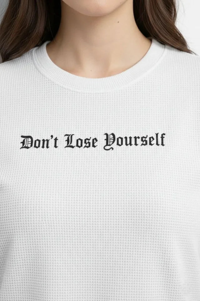 Wafıl Kumaş Tişört Regular Kalıp Bisiklet Yaka Baskılı Günlük Basic T-Shirt - Beyaz (184304)