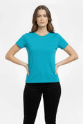 T-Shirt Bisiklet Yaka Slim Fit Likralı Tişört Günlük Basic Body - Turkuvaz (184435)