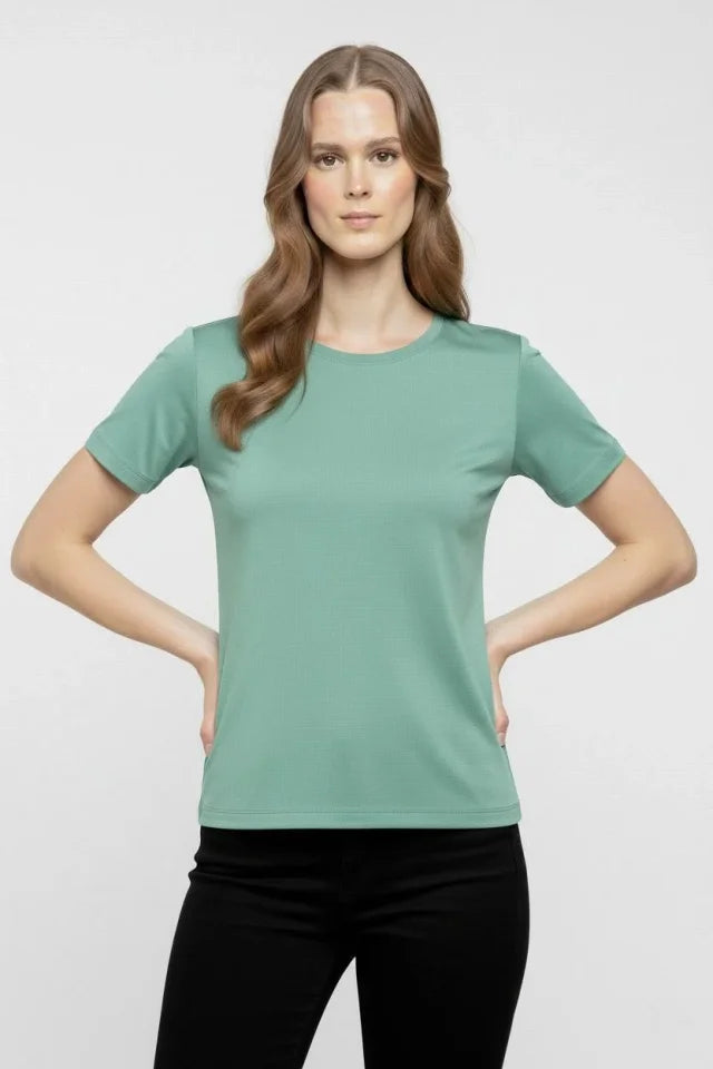 T-Shirt Bisiklet Yaka Slim Fit Likralı Tişört Günlük Basic Body - Mint Yeşili (184443)
