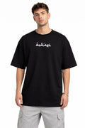 Erkek Bisiklet Yaka Baskılı Kısa Kollu Tişört Streetwear Günlük Basic Pamuklu T-shirt - Siyah (184609)