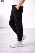 Erkek Jogger Eşofman Altı Regular Fit Kargo Cepli Lastikli Paça Günlük Spor Pantolon Siyah