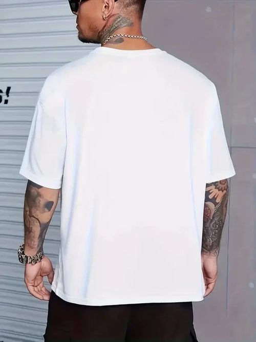 Erkek Baskılı Bisiklet Yaka Erkek T-shirt - Beyaz (185080)