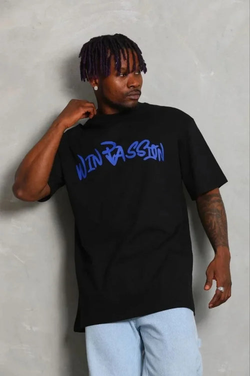 Erkek Baskılı T-Shirt Kısa Kol Bisiklet Yaka Regular Fit Rahat Kalıp Günlük Tişört - Siyah (185464)