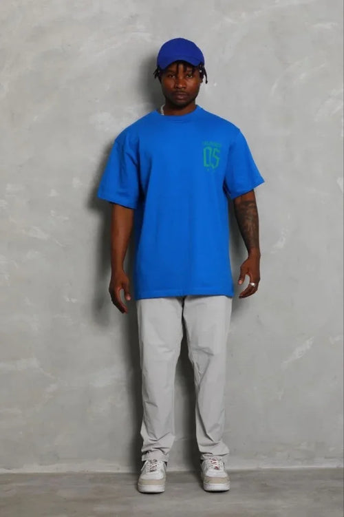 Erkek Baskılı T-Shirt Kısa Kol Bisiklet Yaka Regular Fit Rahat Kalıp Günlük Tişört - Saks Mavisi (185473)