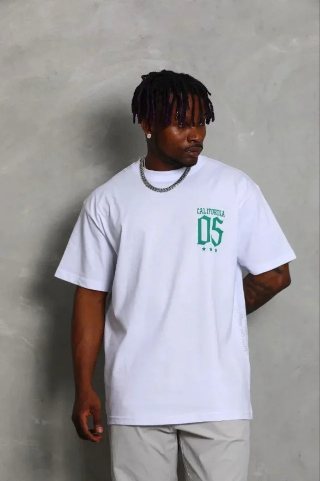 Erkek Baskılı T-Shirt Kısa Kol Bisiklet Yaka Regular Fit Rahat Kalıp Günlük Tişört - Beyaz (185475)