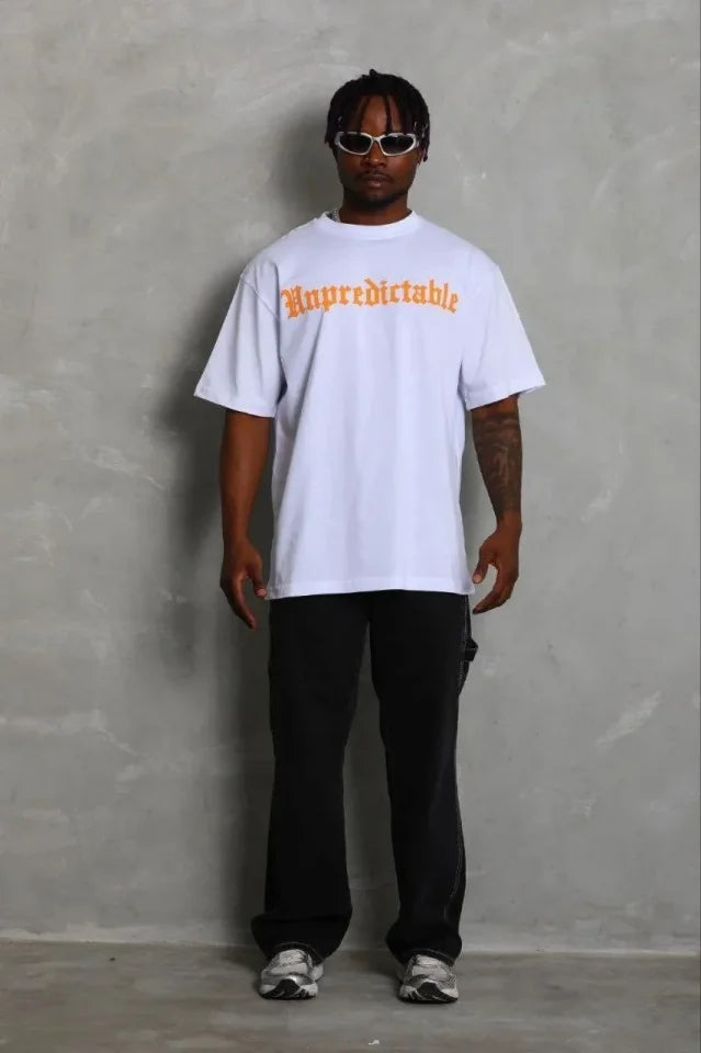 Erkek Baskılı T-Shirt Kısa Kol Bisiklet Yaka Regular Fit Rahat Kalıp Günlük Tişört - Beyaz (185478)