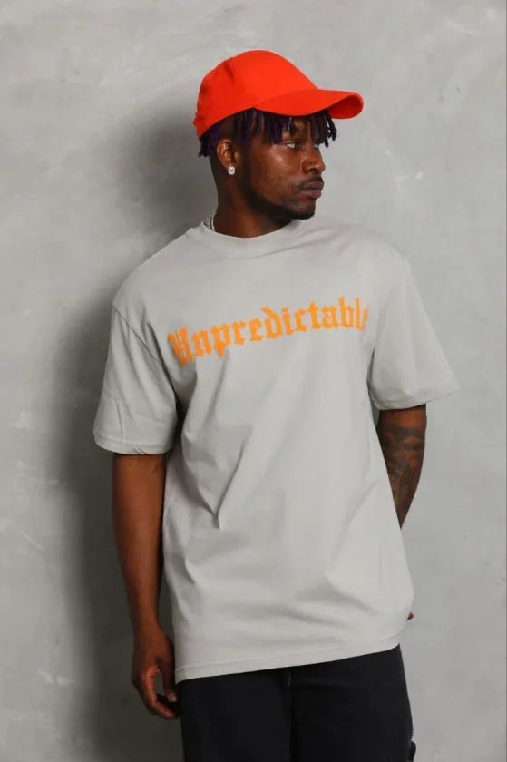Erkek Baskılı T-Shirt Kısa Kol Bisiklet Yaka Regular Fit Rahat Kalıp Günlük Tişört - Gri (185481)