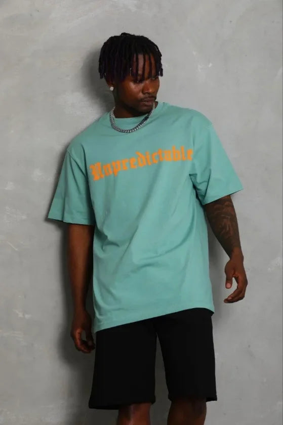 Erkek Baskılı T-Shirt Kısa Kol Bisiklet Yaka Regular Fit Rahat Kalıp Günlük Tişört - Mint Yeşili (185482)