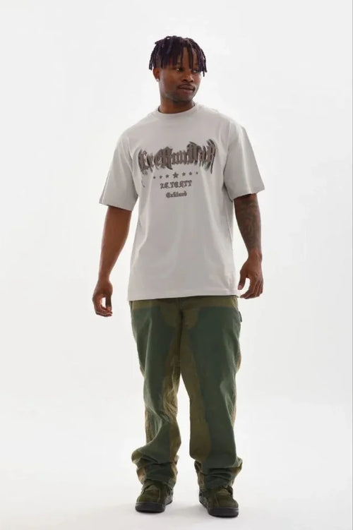 Erkek Baskılı T-Shirt Kısa Kol Bisiklet Yaka Regular Fit Rahat Kalıp Günlük Tişört - Gri (185499)